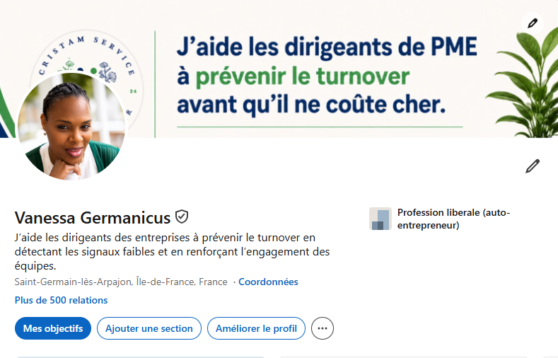 Aperçu du profil LinkedIn de Vanessa Germanicus